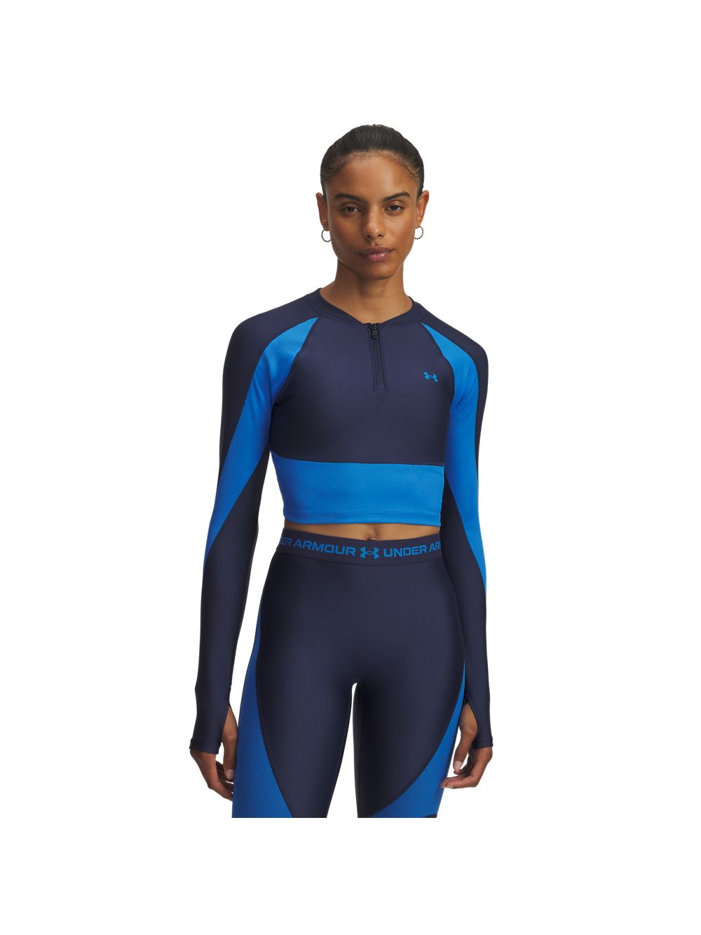 T-shirt Under Armour HG RIB 1/4 ZIP Donna - Blu