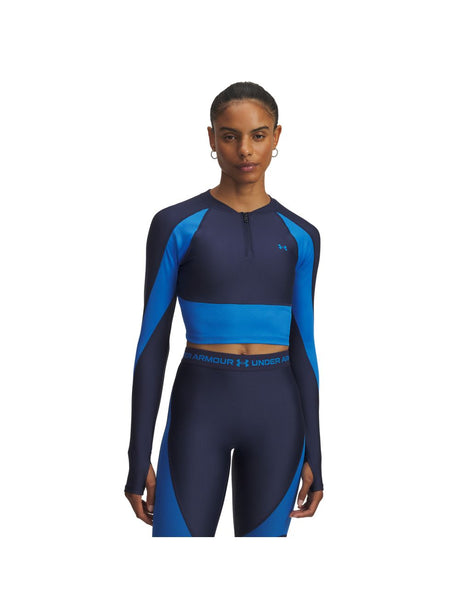 T-shirt Under Armour HG RIB 1/4 ZIP Donna - Blu