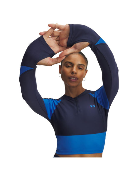 T-shirt Under Armour HG RIB 1/4 ZIP Donna - Blu