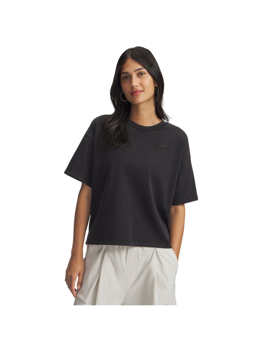 T-shirt Under Armour HWT BOXY WASH SS Donna - Nero