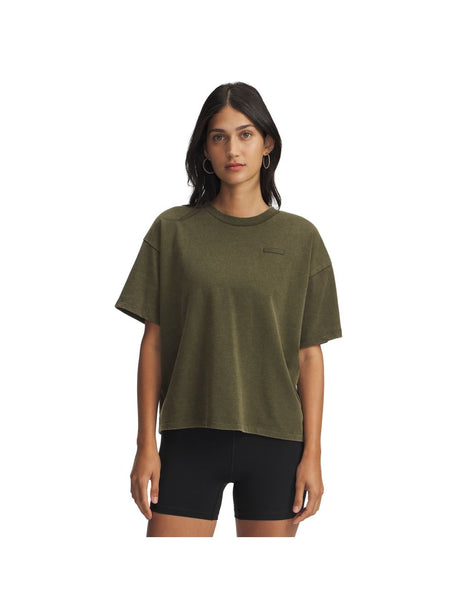 T-shirt Under Armour HWT BOXY WASH SS Donna - Verde