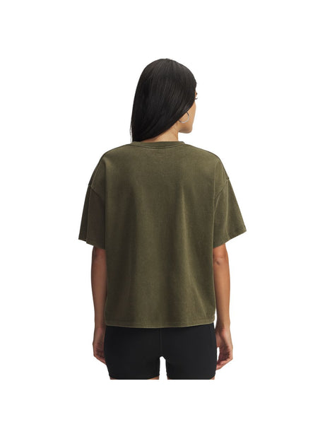 T-shirt Under Armour HWT BOXY WASH SS Donna - Verde