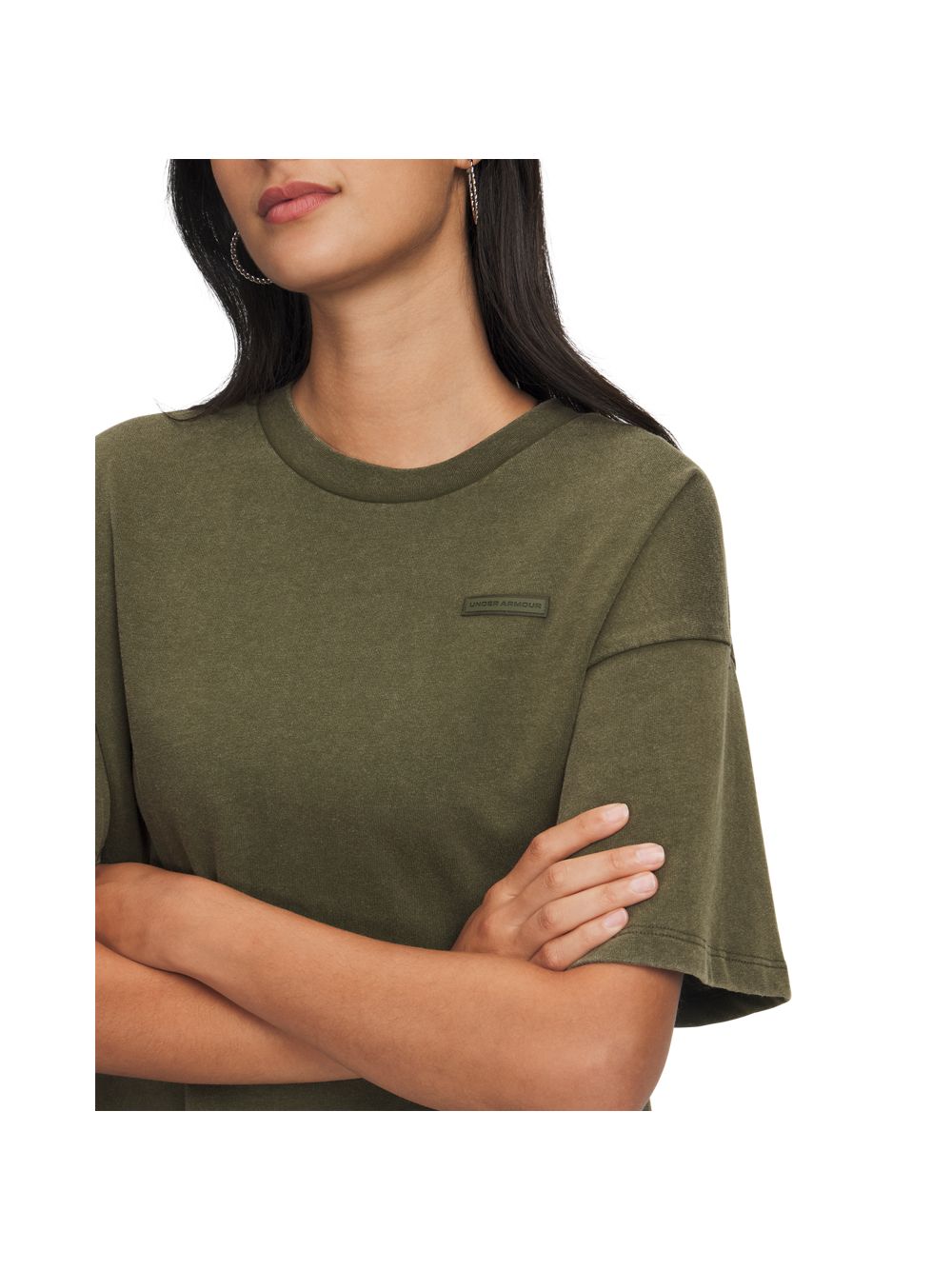 T-shirt Under Armour HWT BOXY WASH SS Donna - Verde