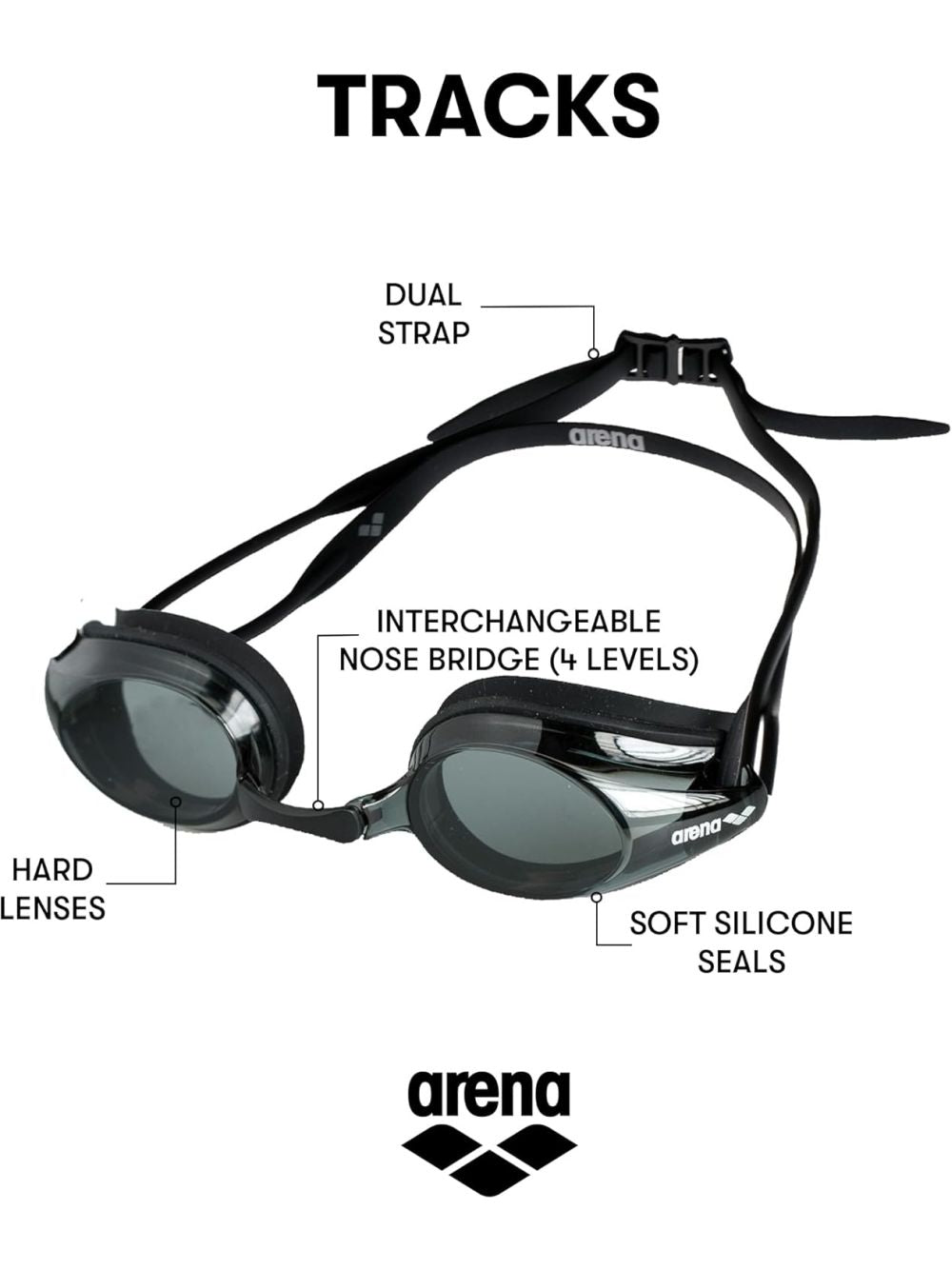 Occhiali - Occhialini Arena TRACKS Unisex - Nero