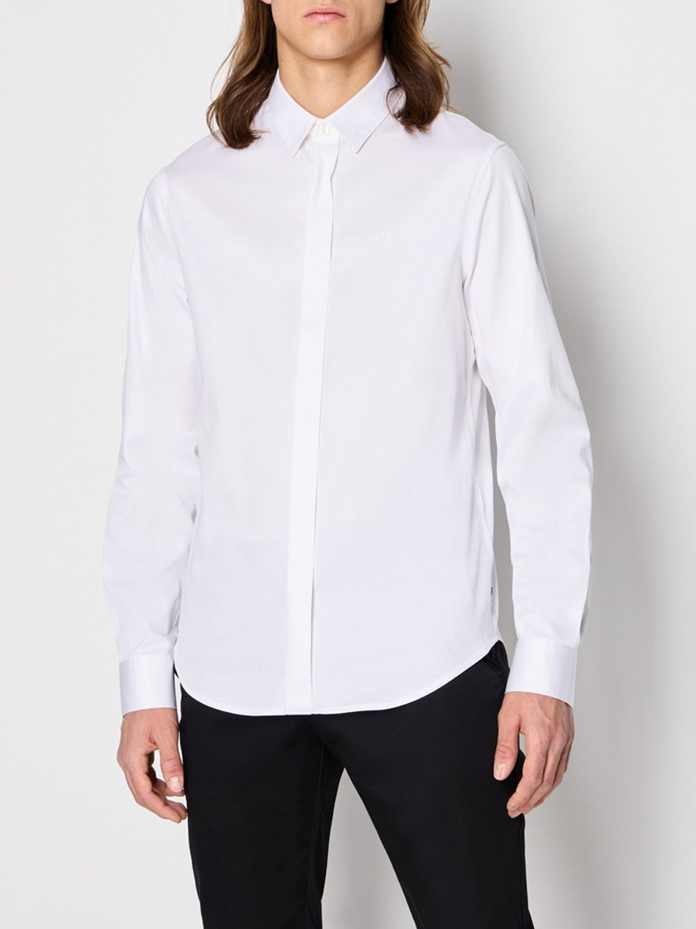 Camicia Armani slim fit in satin stretch Uomo - Bianco