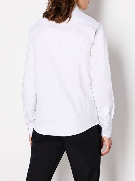 Camicia Armani slim fit in satin stretch Uomo - Bianco