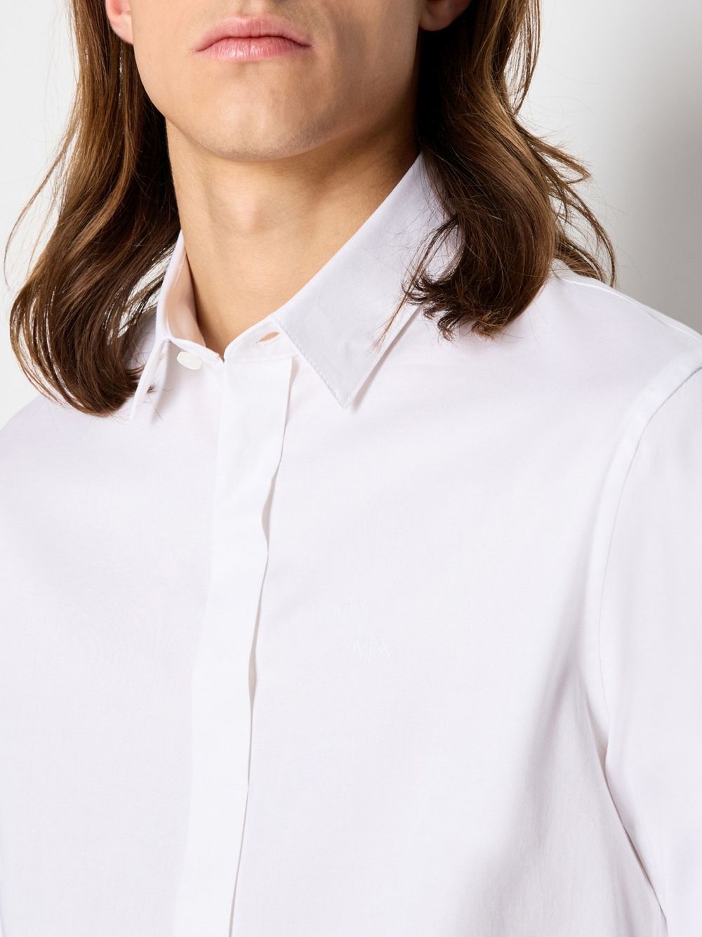 Camicia Armani slim fit in satin stretch Uomo - Bianco