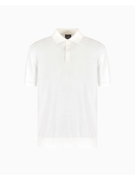Polo Armani in piquet con dettagli a contrasto Uomo - Bianco