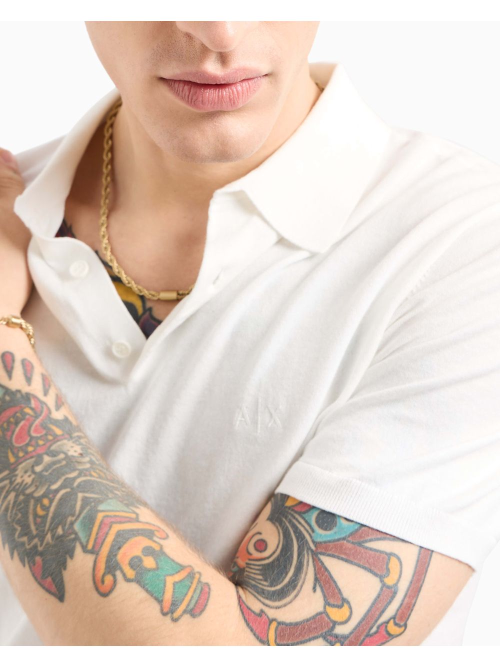 Polo Armani in piquet con dettagli a contrasto Uomo - Bianco