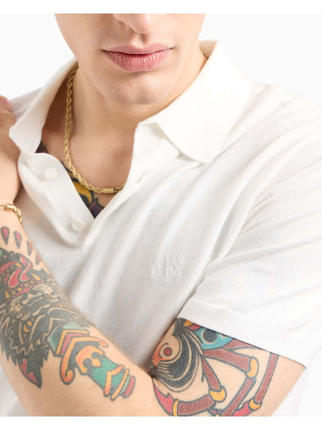 Polo Armani in piquet con dettagli a contrasto Uomo - Bianco