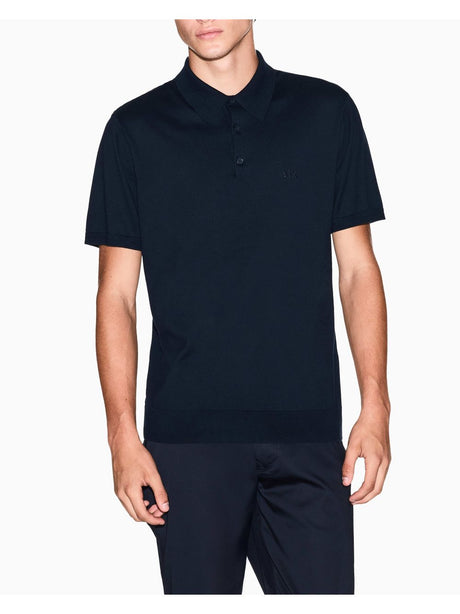 Polo Armani in piquet con dettagli a contrasto Uomo - Navy