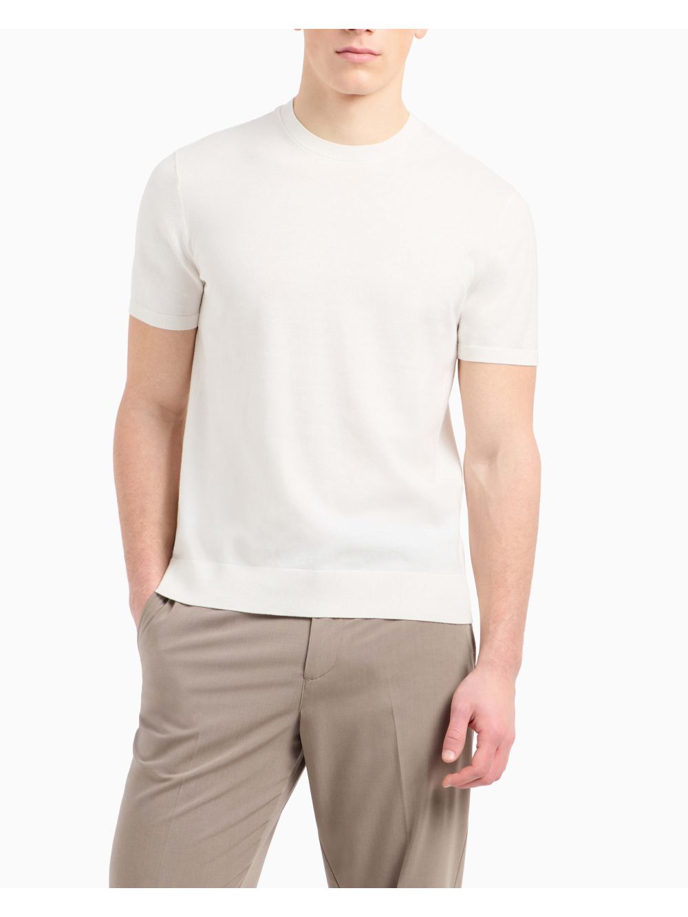 Pullover Armani in maglia di cotone organico Uomo - Bianco