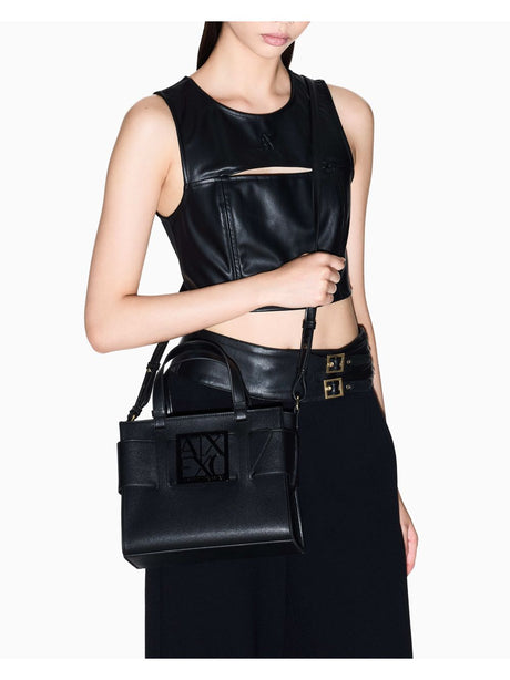 Borsa Armani con doppi manici e tracolla Donna - Nero