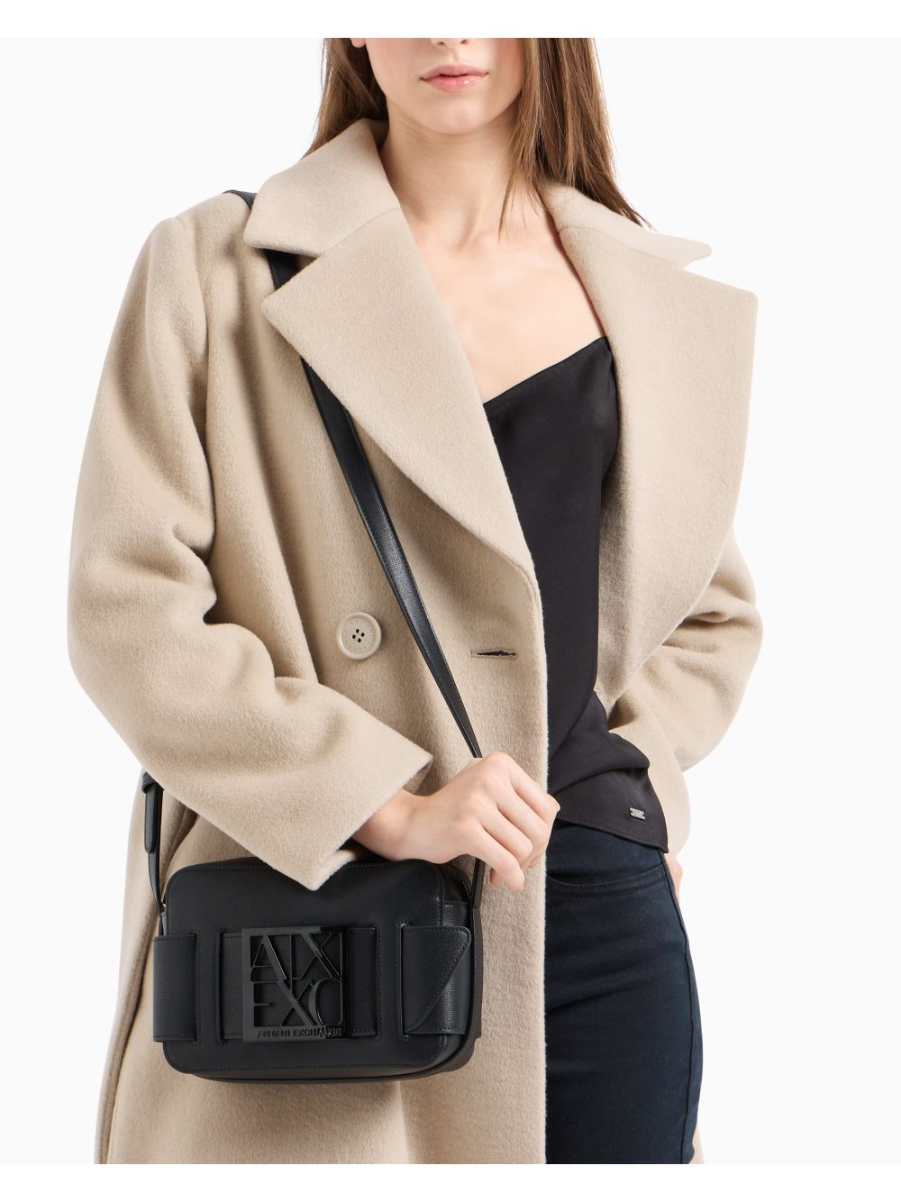 Borsa Armani Camera case con tracolla regolabile Donna - Nero