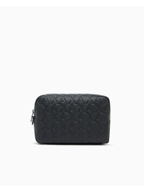 Beauty Case Armani with allover embossed logo Uomo - Nero