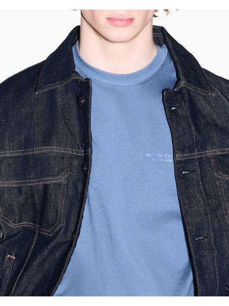 T-shirt Armani Regular Fit in Jersey di Cotone Uomo - Celeste