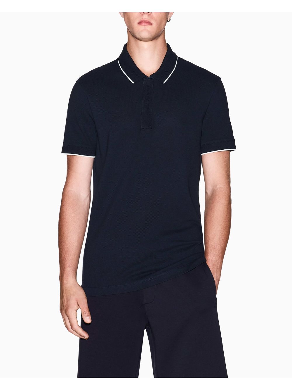 Polo Armani slim fit con inserto sui bottoni Uomo - Navy