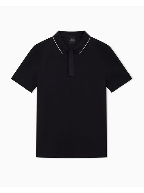 Polo Armani slim fit con inserto sui bottoni Uomo - Nero