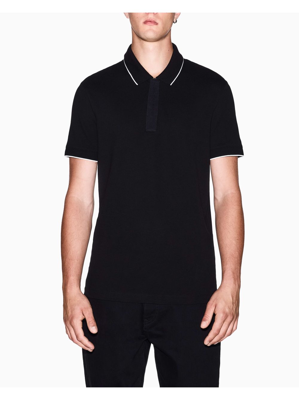 Polo Armani slim fit con inserto sui bottoni Uomo - Nero