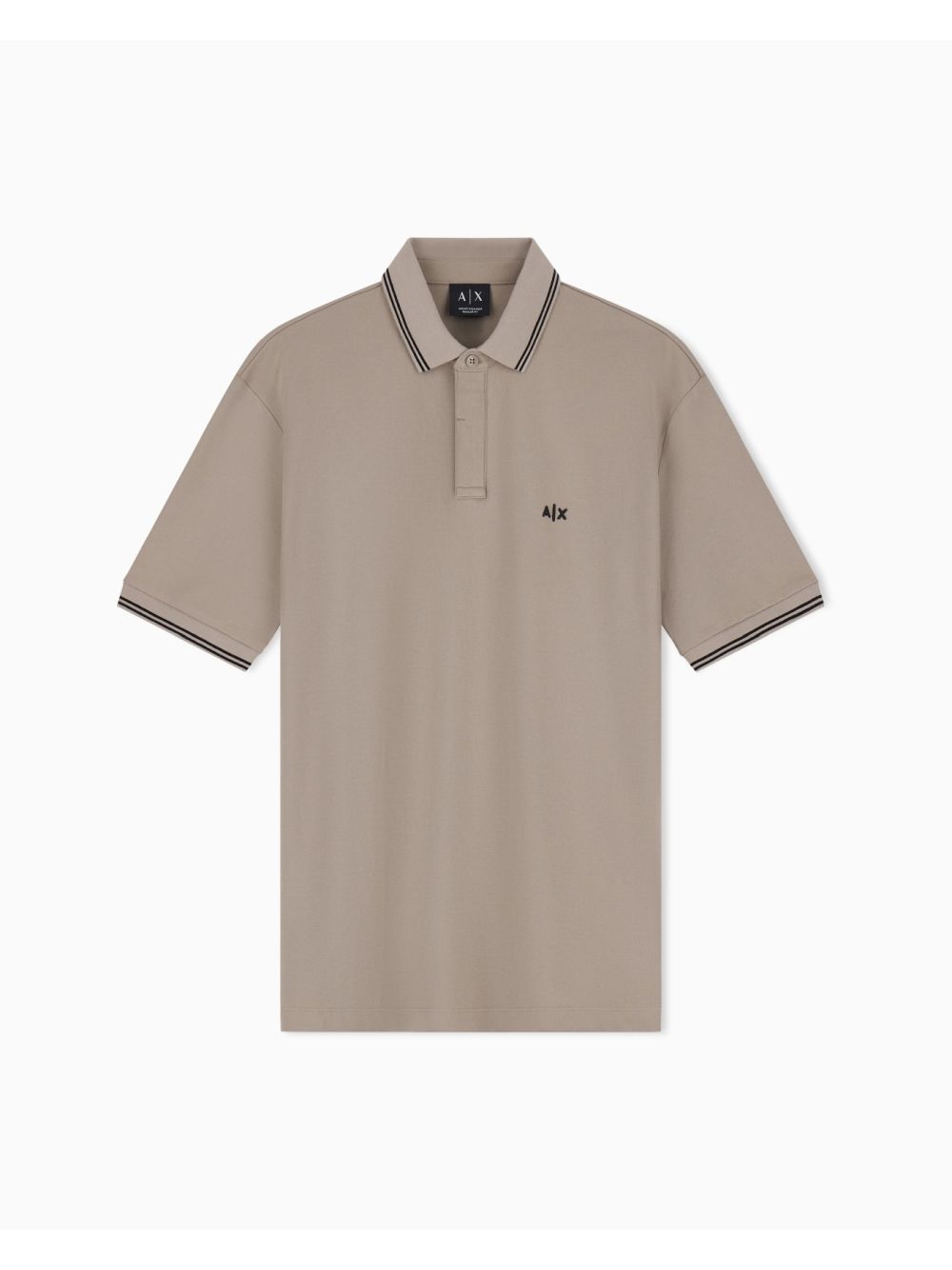 Polo Armani in Piquet Stretch con profili a contrasto Uomo - Marrone