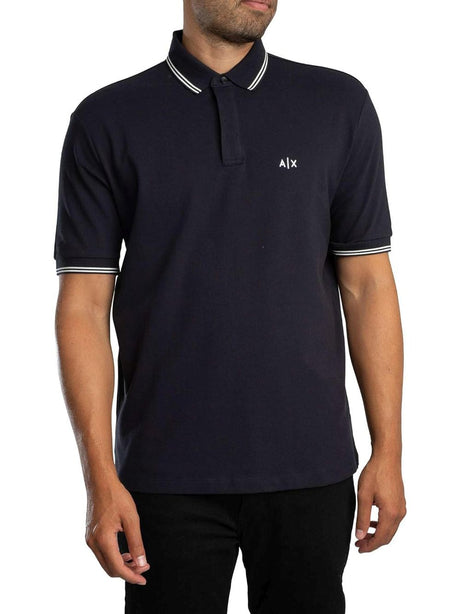 Polo Armani in Piquet Stretch con profili a contrasto Uomo - Navy