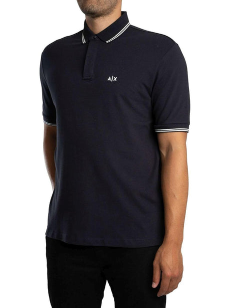 Polo Armani in Piquet Stretch con profili a contrasto Uomo - Navy