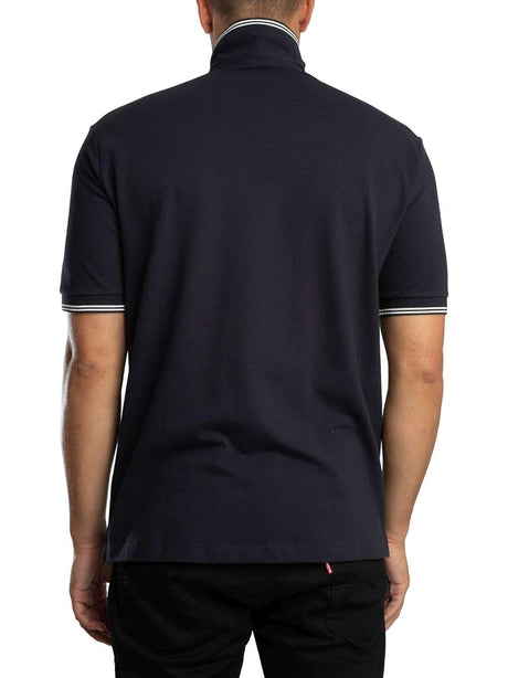 Polo Armani in Piquet Stretch con profili a contrasto Uomo - Navy