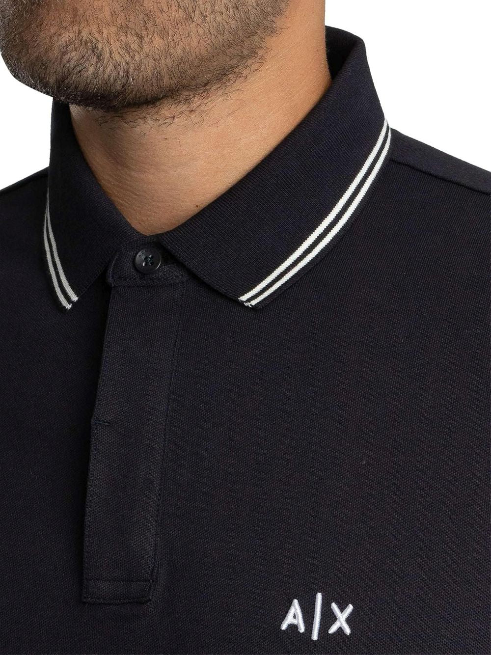 Polo Armani in Piquet Stretch con profili a contrasto Uomo - Navy