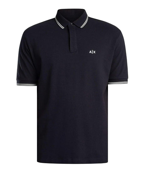 Polo Armani in Piquet Stretch con profili a contrasto Uomo - Navy