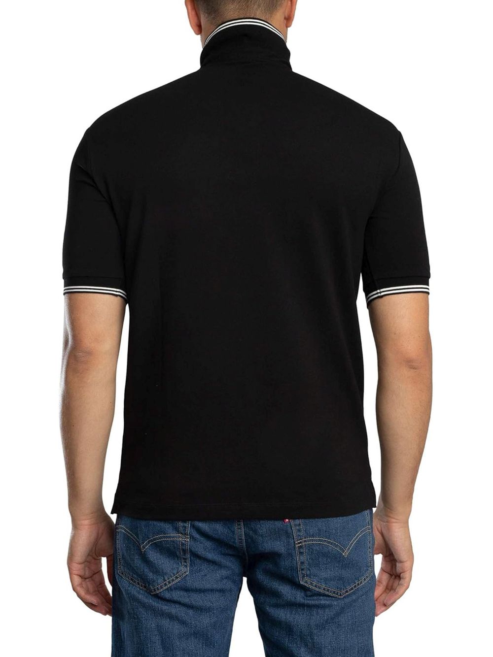 Polo Armani in Piquet Stretch con profili a contrasto Uomo - Nero