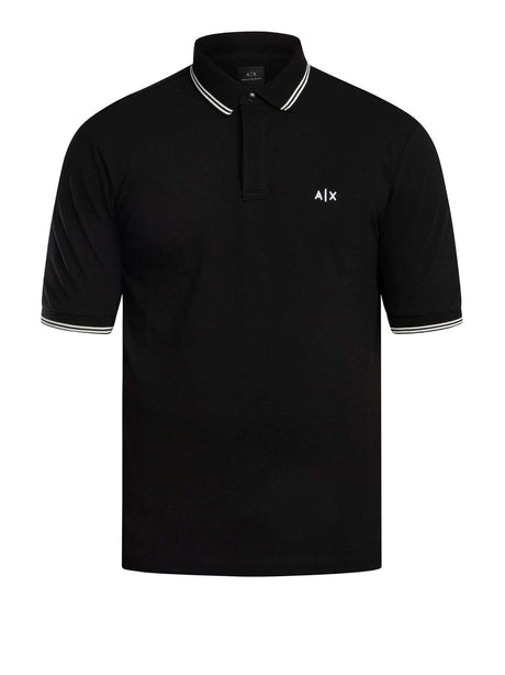 Polo Armani in Piquet Stretch con profili a contrasto Uomo - Nero