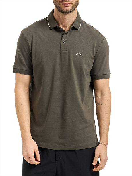 Polo Armani slim fit con logo e piping Uomo - Verde