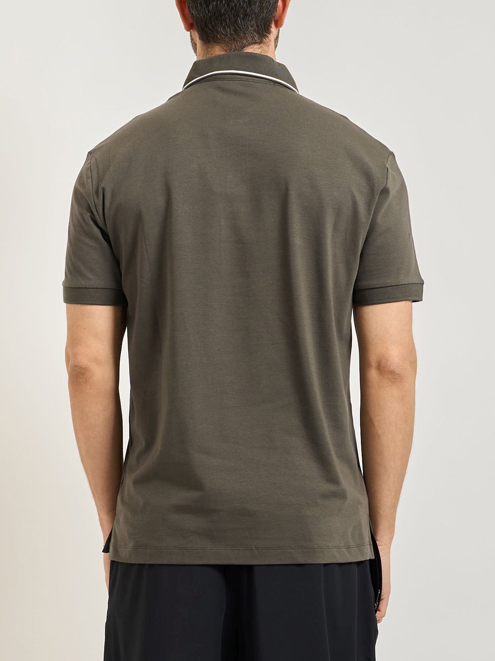 Polo Armani slim fit con logo e piping Uomo - Verde