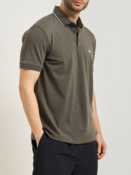 Polo Armani slim fit con logo e piping Uomo - Verde