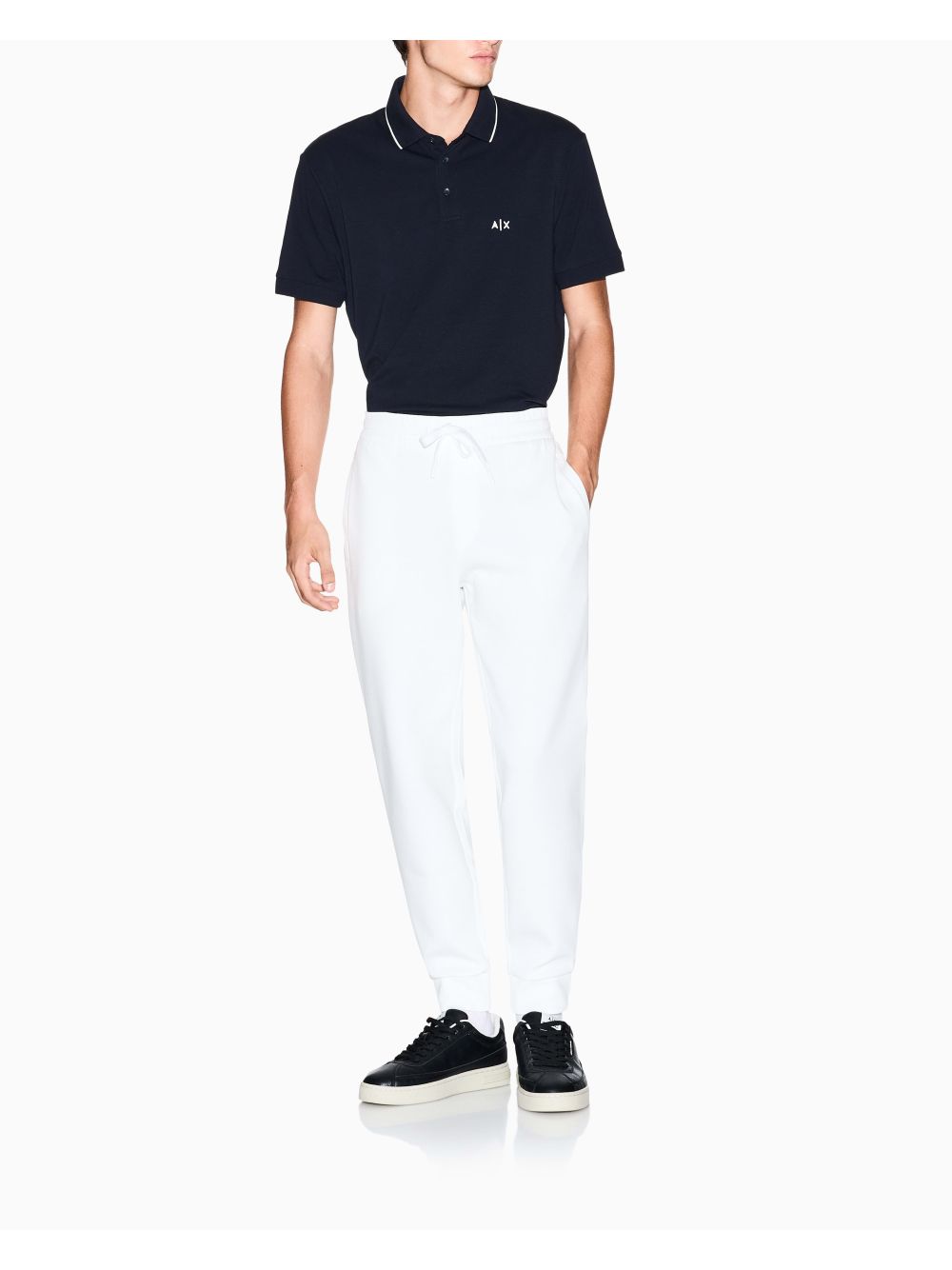 Polo Armani slim fit con logo e piping Uomo - Navy