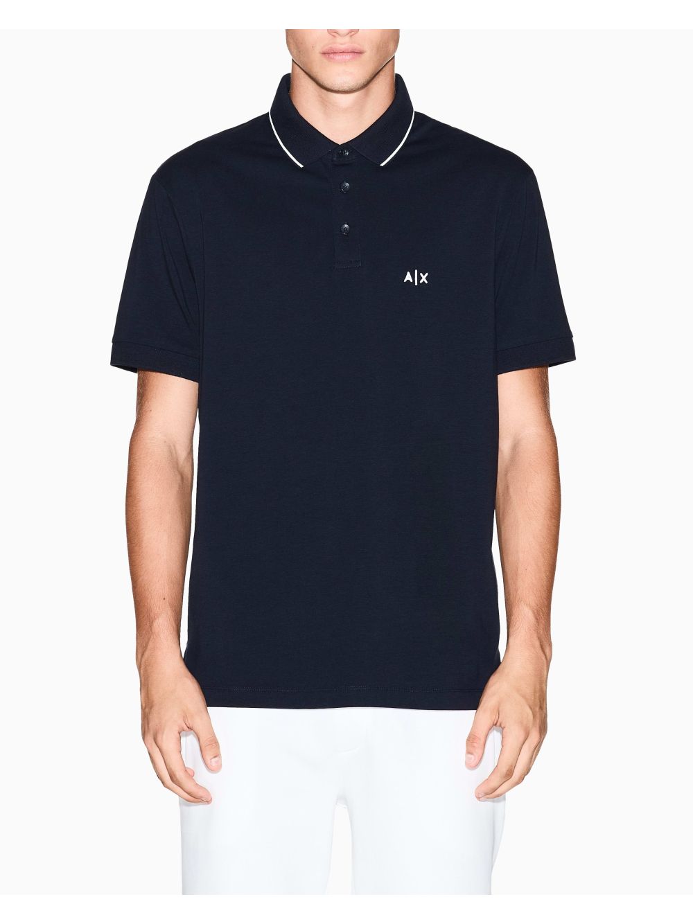 Polo Armani slim fit con logo e piping Uomo - Navy
