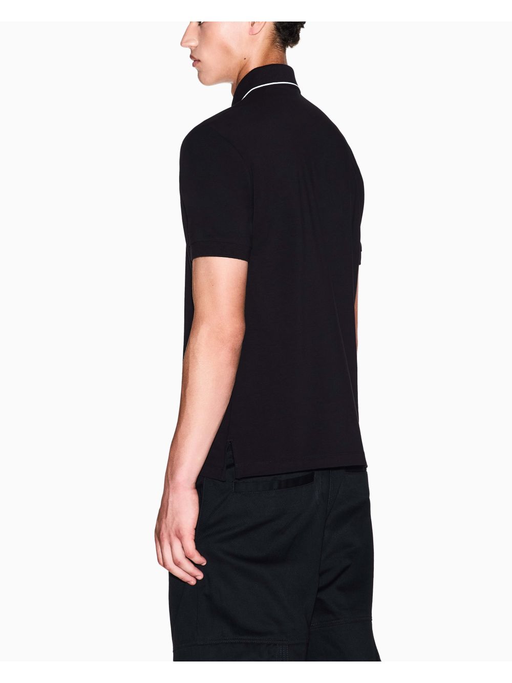 Polo Armani slim fit con logo e piping Uomo - Nero