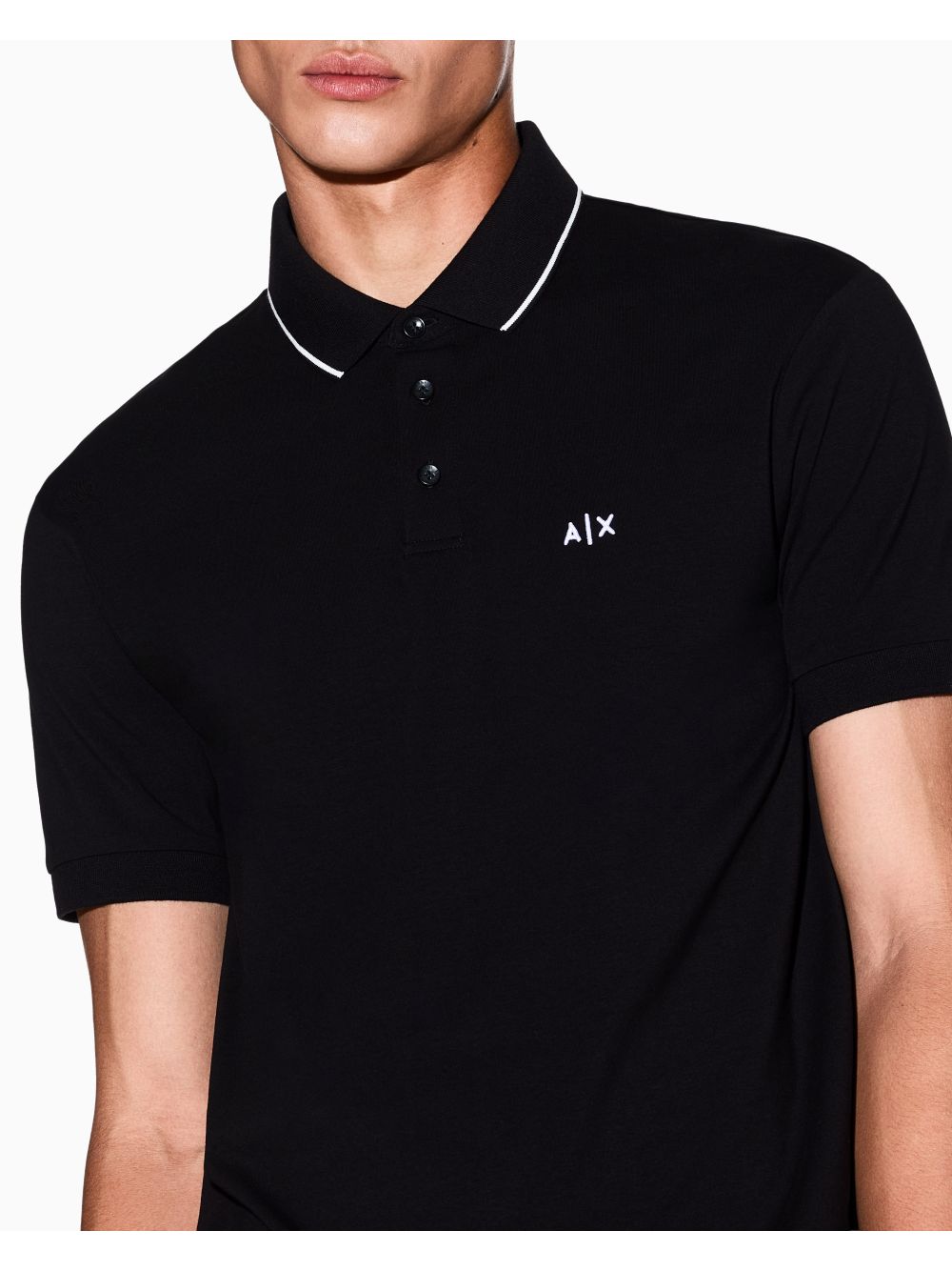 Polo Armani slim fit con logo e piping Uomo - Nero