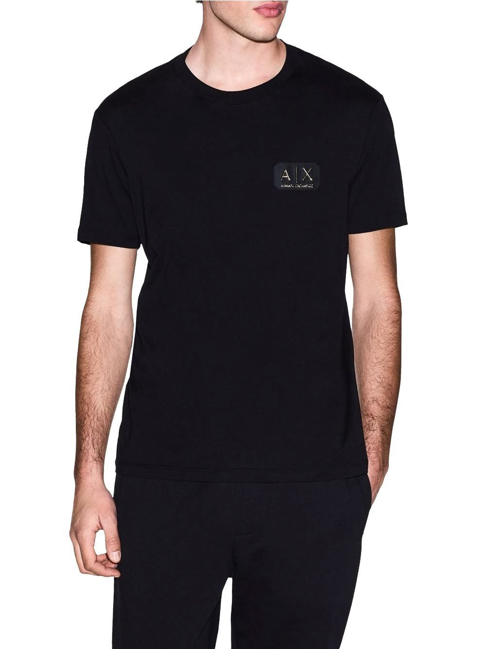 T-shirt Armani Regular Fit con patch logo Uomo - Nero
