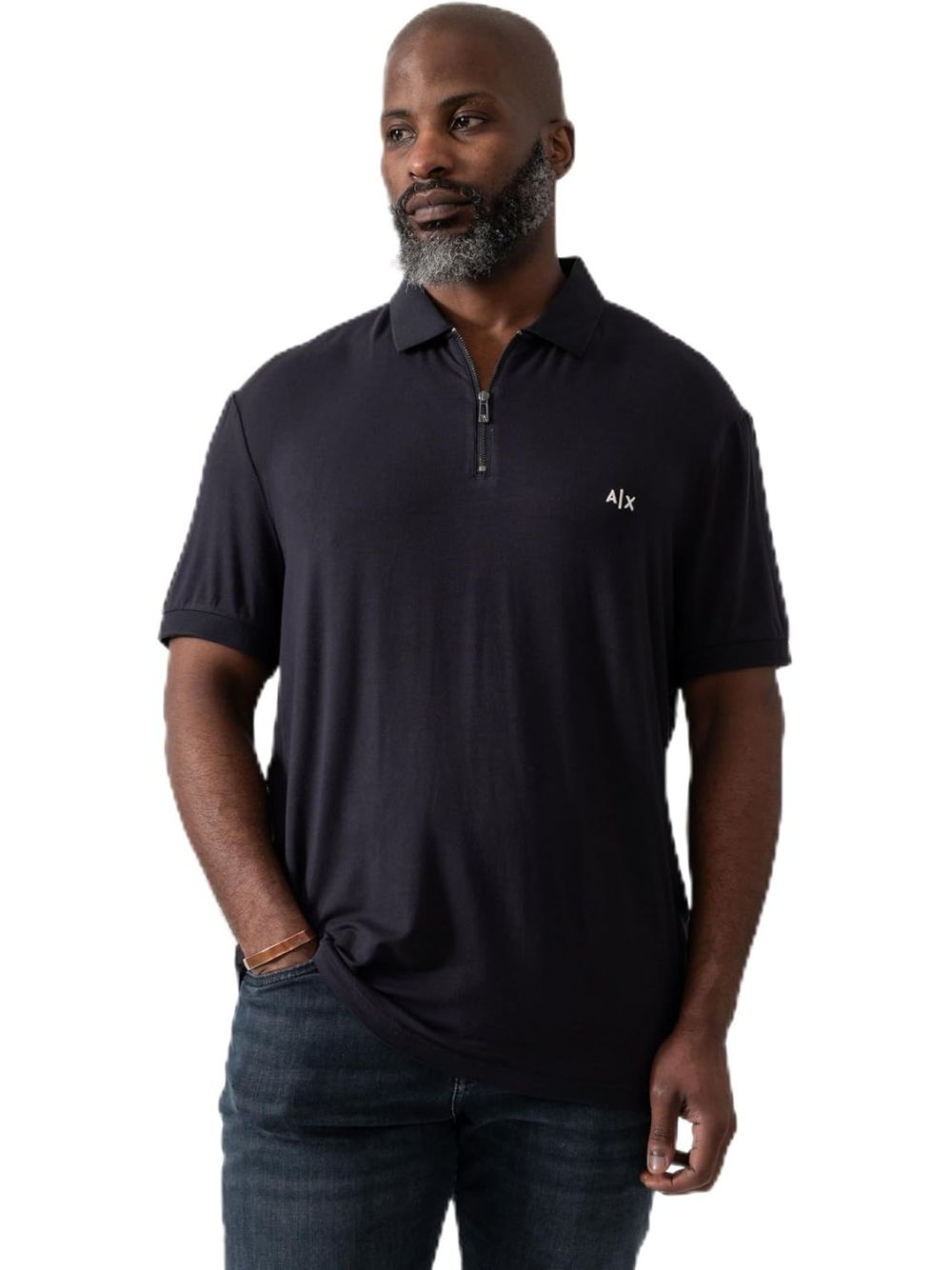 Polo Armani in tessuto tecnico Uomo - Navy