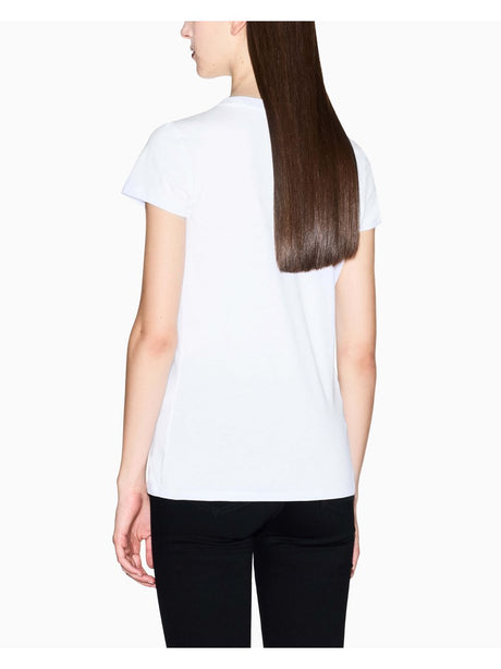 T-shirt Armani slim fit con logo glitterato Donna - Bianco