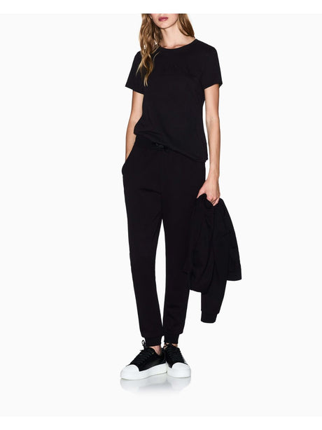 T-shirt Armani regular fit con logo glitterato Donna - Nero