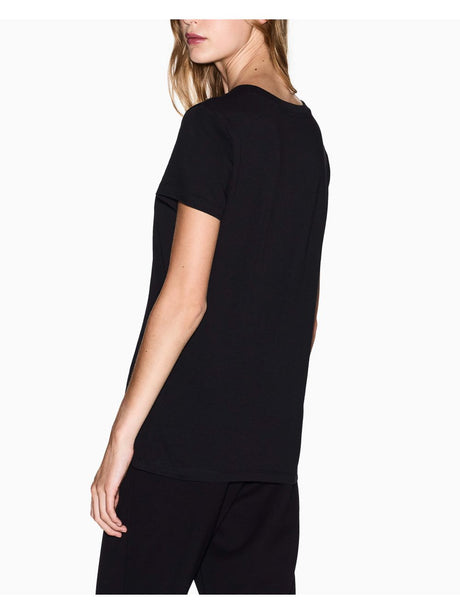 T-shirt Armani regular fit con logo glitterato Donna - Nero