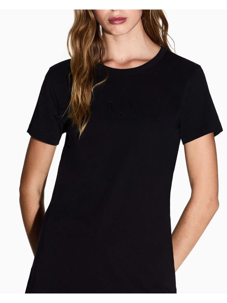 T-shirt Armani regular fit con logo glitterato Donna - Nero
