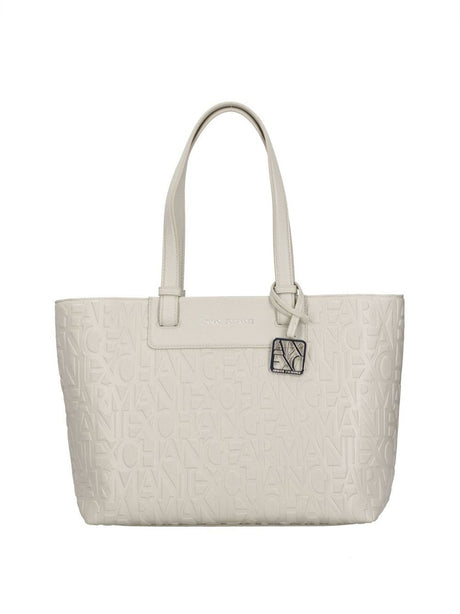 Borsa Armani shopper con logo allover Donna - Beige