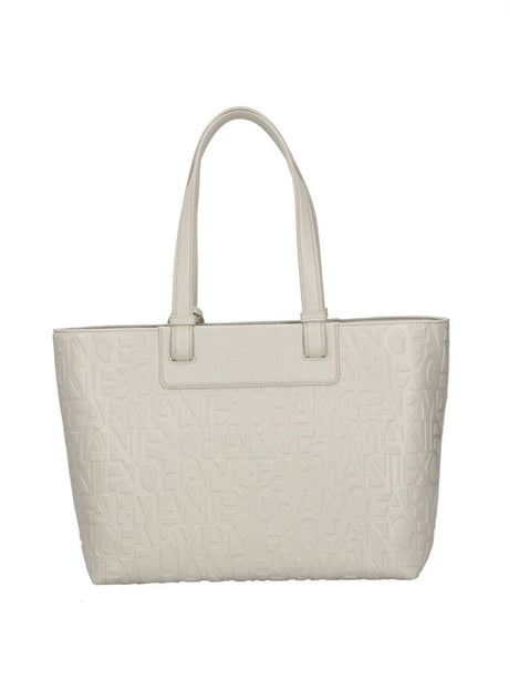 Borsa Armani shopper con logo allover Donna - Beige