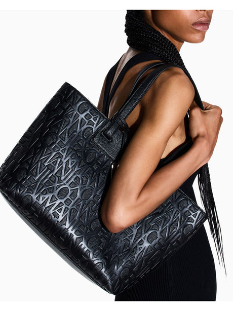 Borsa Armani shopper con logo allover Donna - Nero