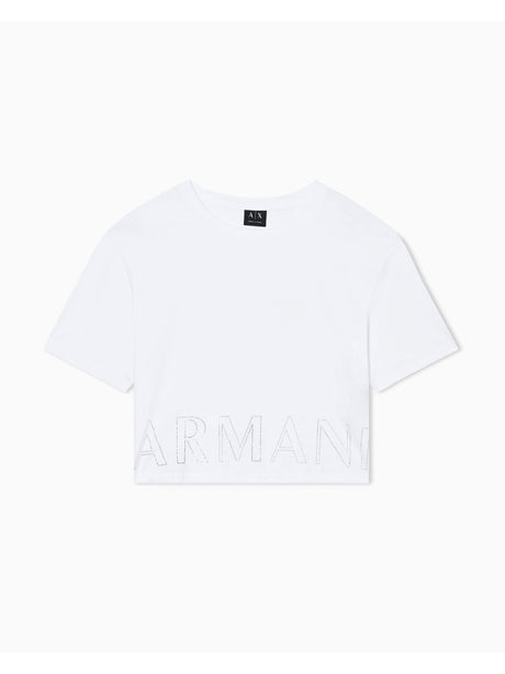 T-shirt Armani Cropped in cotone Donna - Bianco