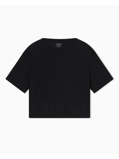 T-shirt Armani Cropped in cotone Donna - Nero