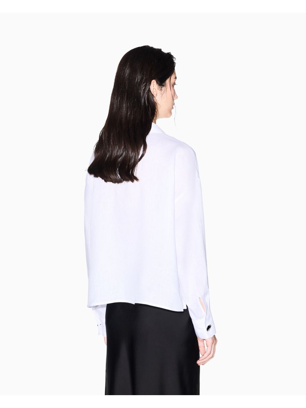 Camicia Armani Casual in Popeline di Lino Donna - Bianco